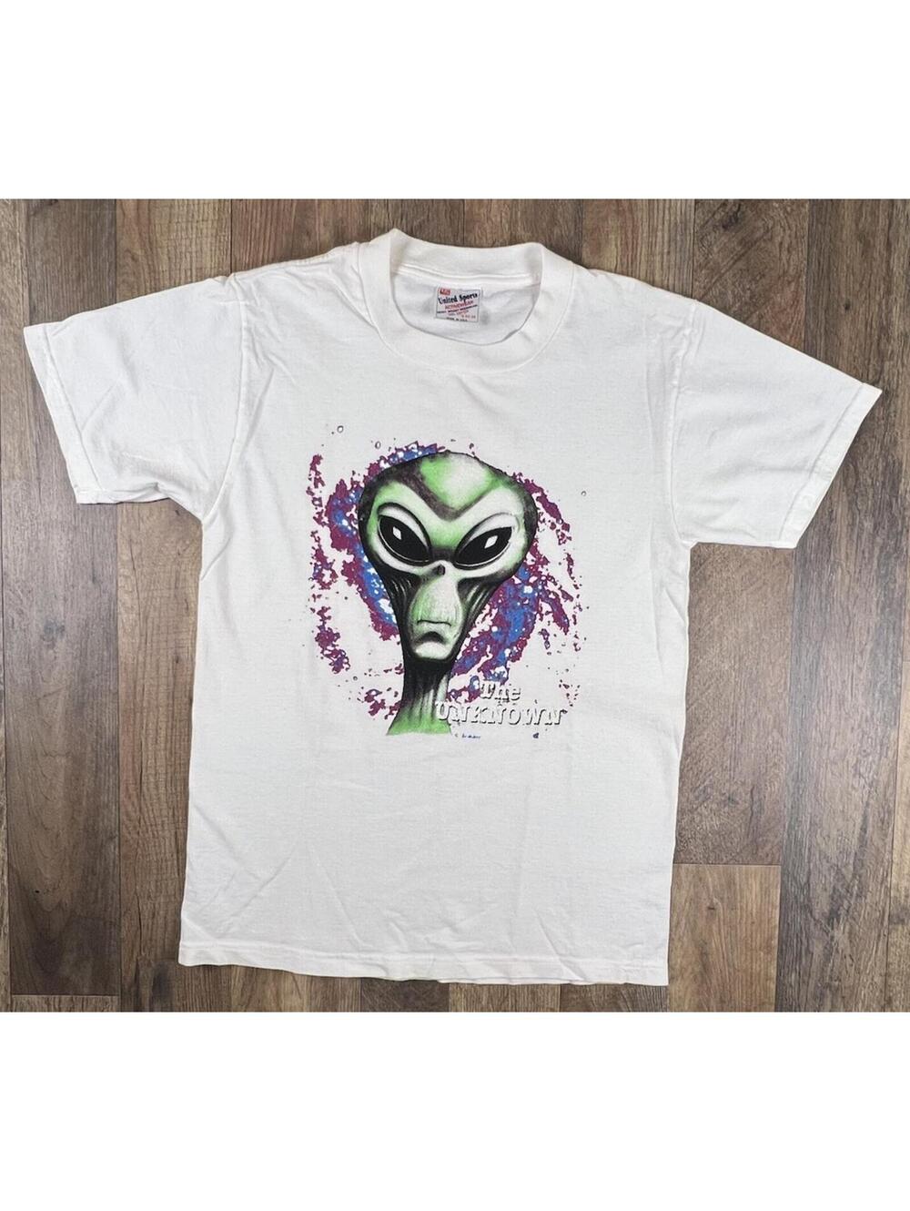 VTG Alien The Unknown White T Shirt Small Skating Tee Y2K 2000s Grunge USA Made